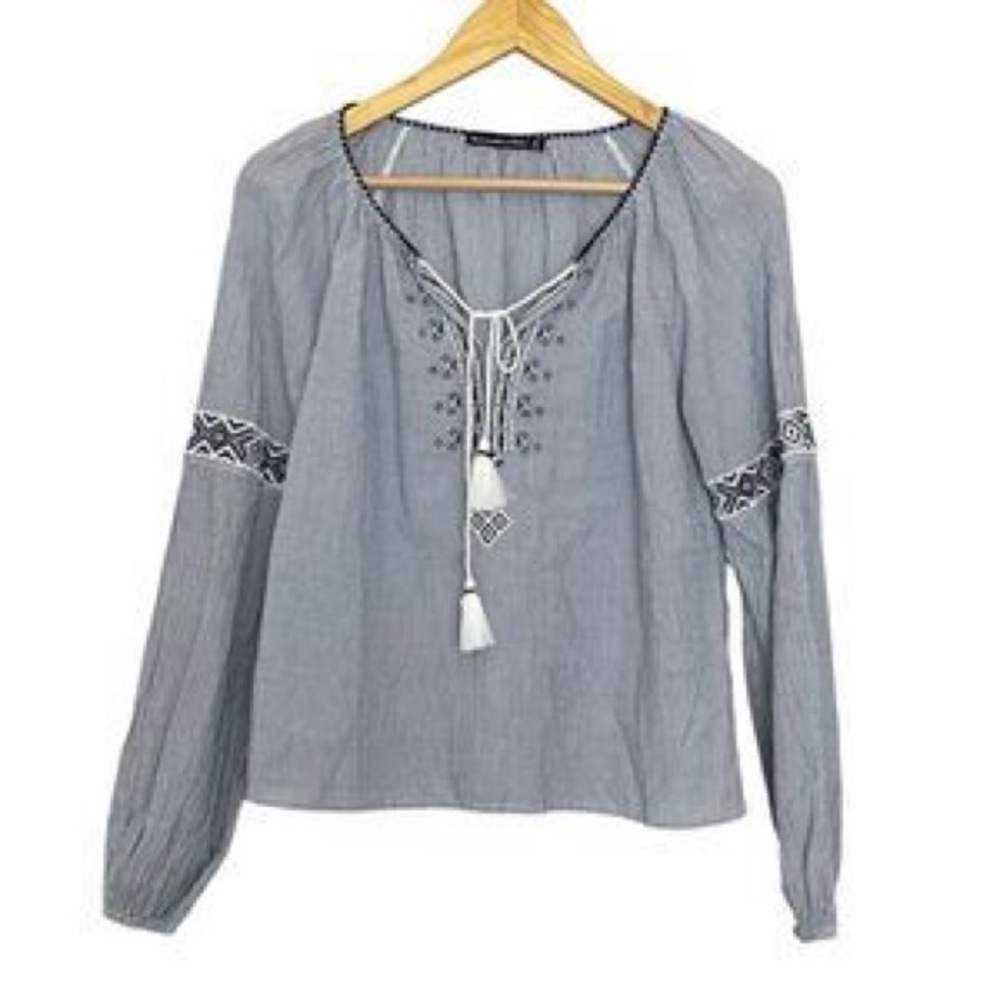 Abercrombie and Fitch Gray Embroidered Women's Top